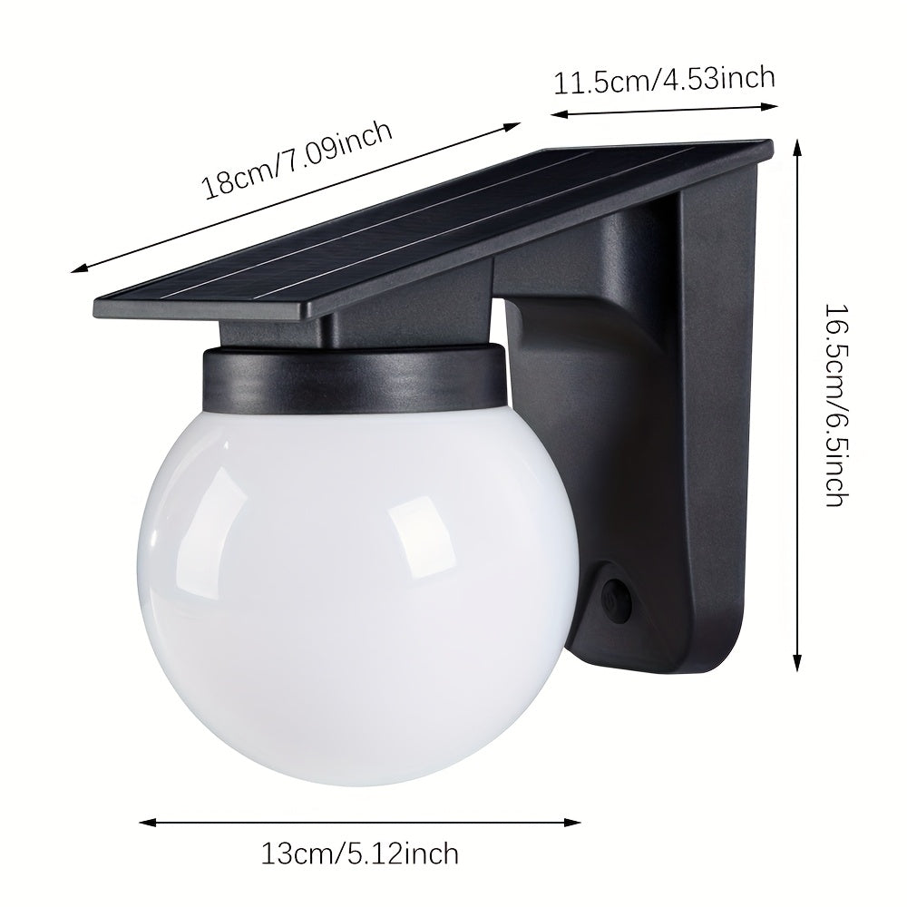 Solar Globe LED Wall Light with Smart Dimming – Premium Outdoor Lighting for Your Exterior