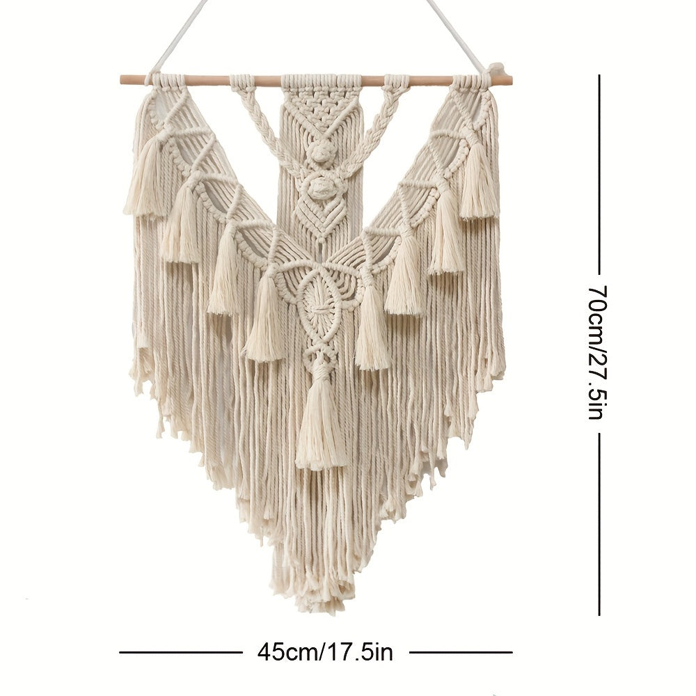 Bohemian Macrame Wall Hanging — Handcrafted, Woven Tapestry for Boho-Chic Home Decor