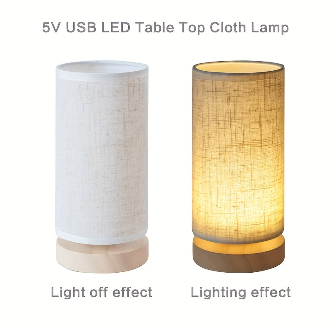Sleek Modern Wooden Table Lamp - USB-Powered Bedside Light