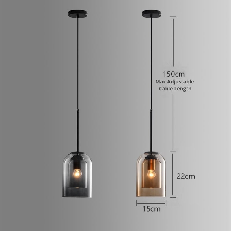 Mica Mid-Century Pendant Lamp with Double Glass Shade