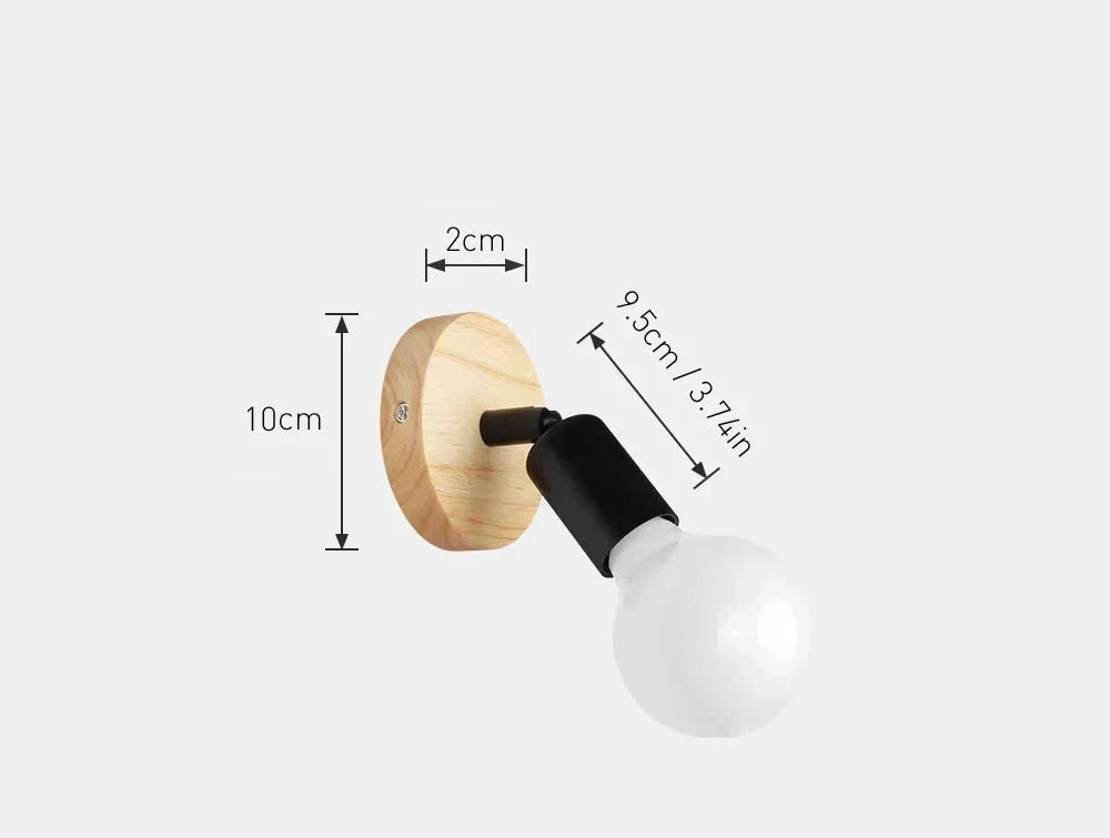 Vintage-Style Wall Lamp - Adjustable Wooden & Metal Sconce