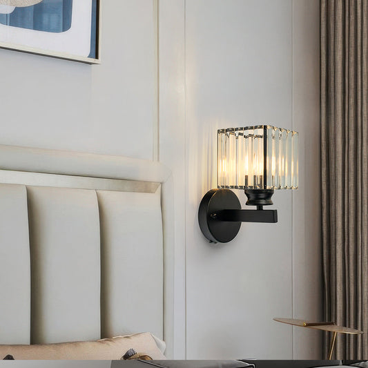 Elegant Crystal Wall Light - Modern Glass & Iron Sconce
