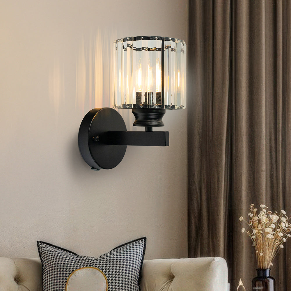 Elegant Crystal Wall Light - Modern Glass & Iron Sconce