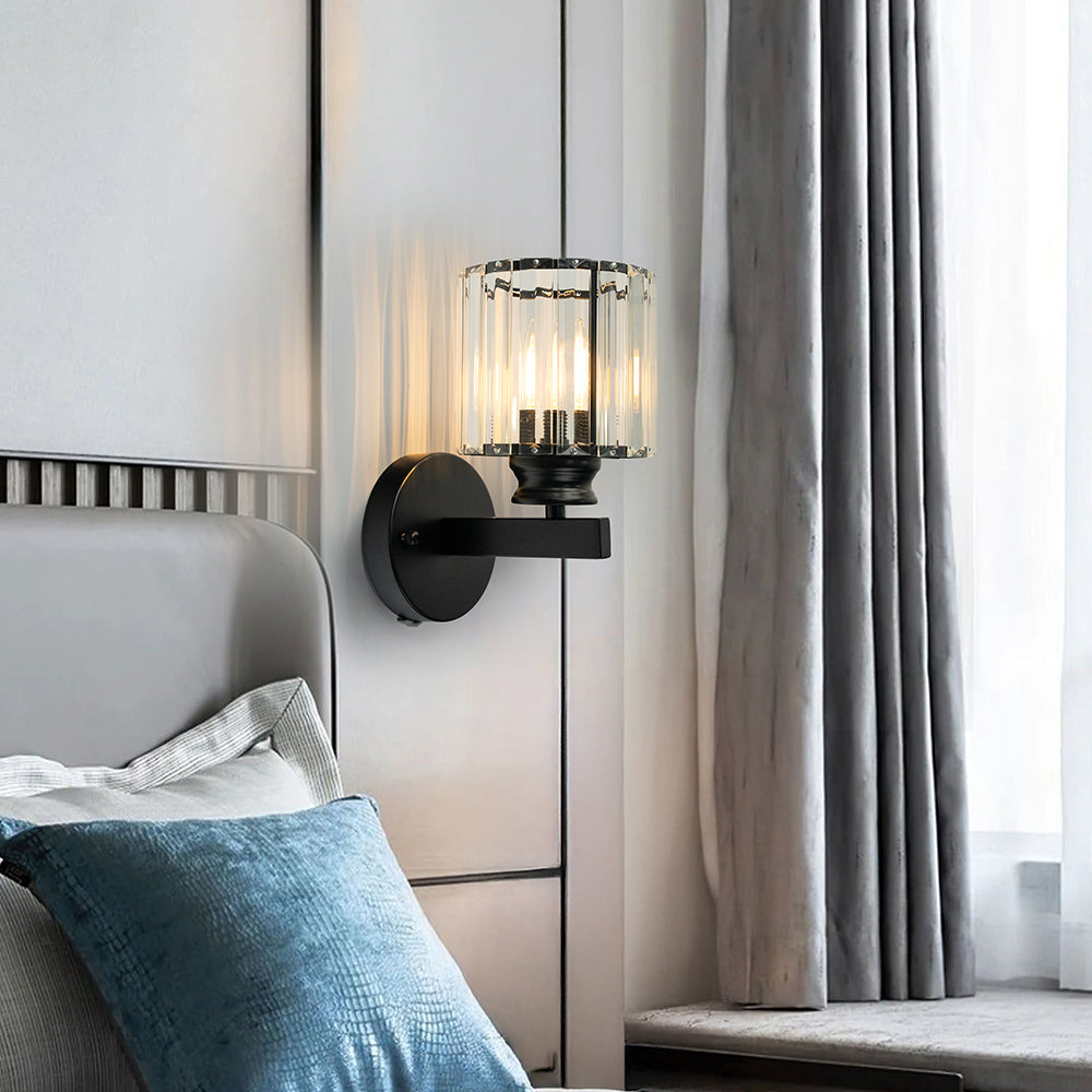 Elegant Crystal Wall Light - Modern Glass & Iron Sconce
