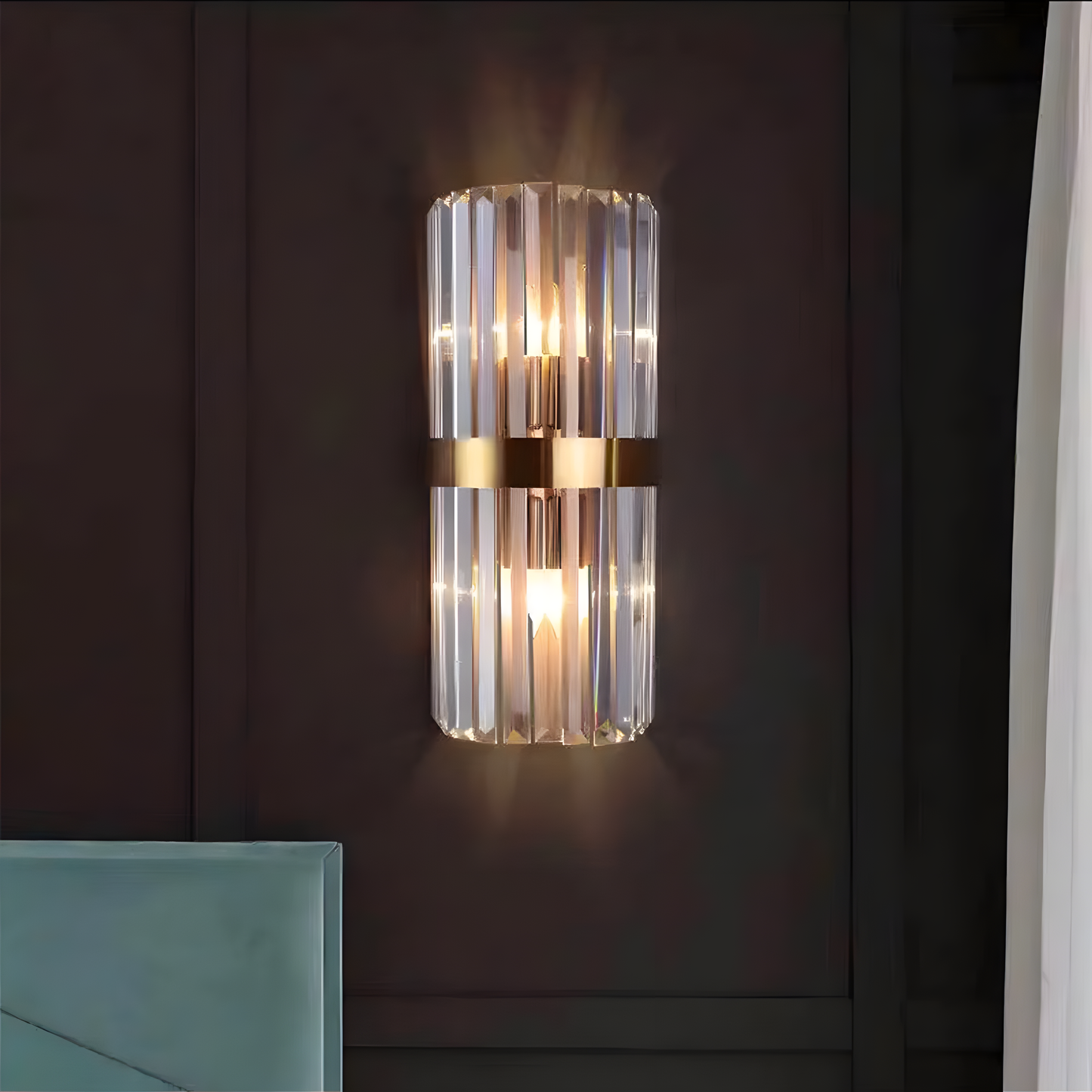 Crystal Wall Light | Elegant Modern Stainless Steel Sconce with Crystal Accents