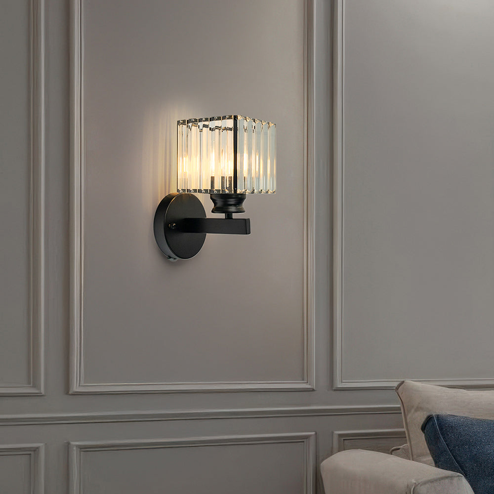 Elegant Crystal Wall Light - Modern Glass & Iron Sconce