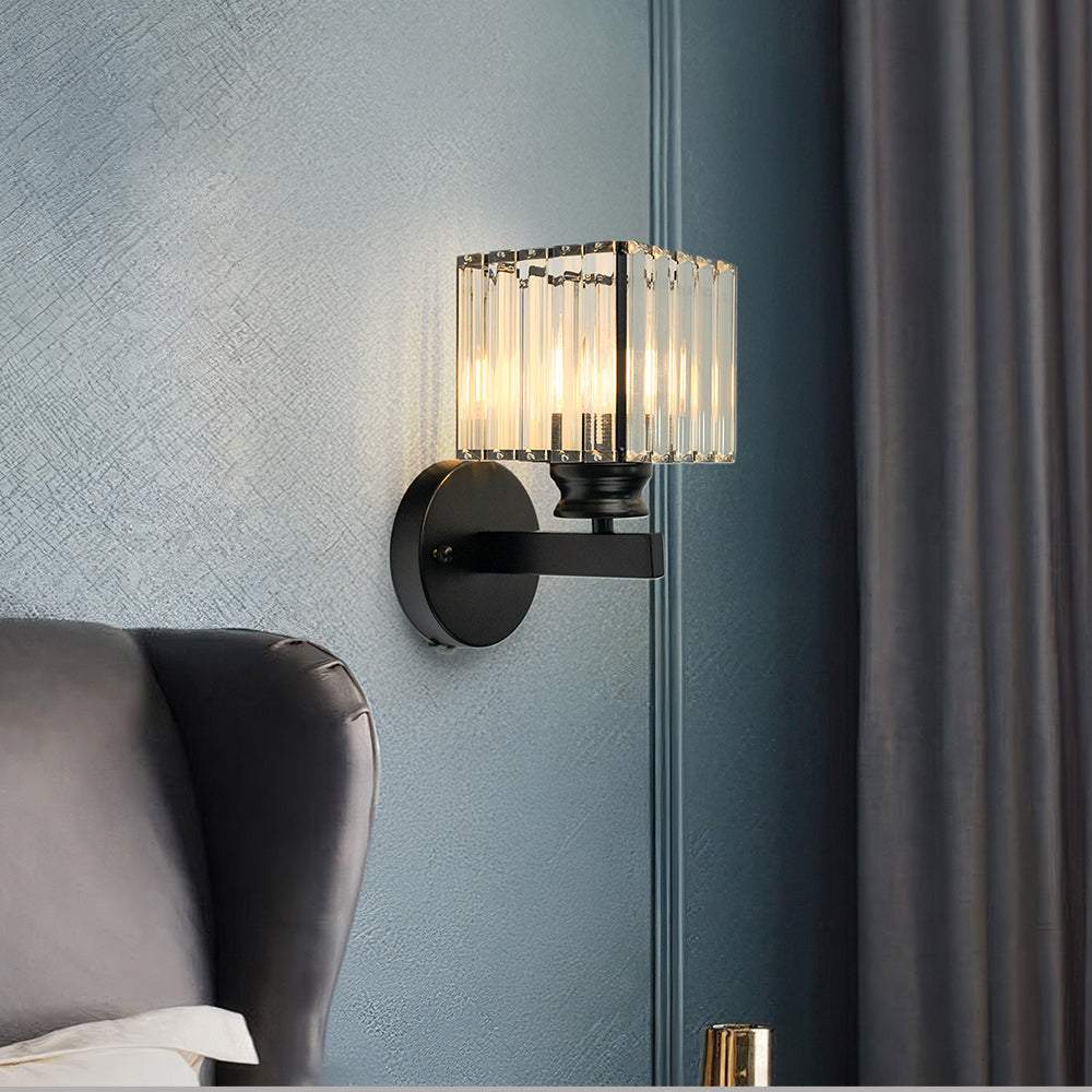 Elegant Crystal Wall Light - Modern Glass & Iron Sconce