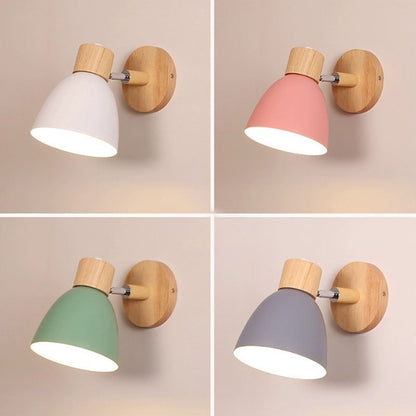 Macaron Lamp: Modern Minimalist Wood & Iron Wall Sconce
