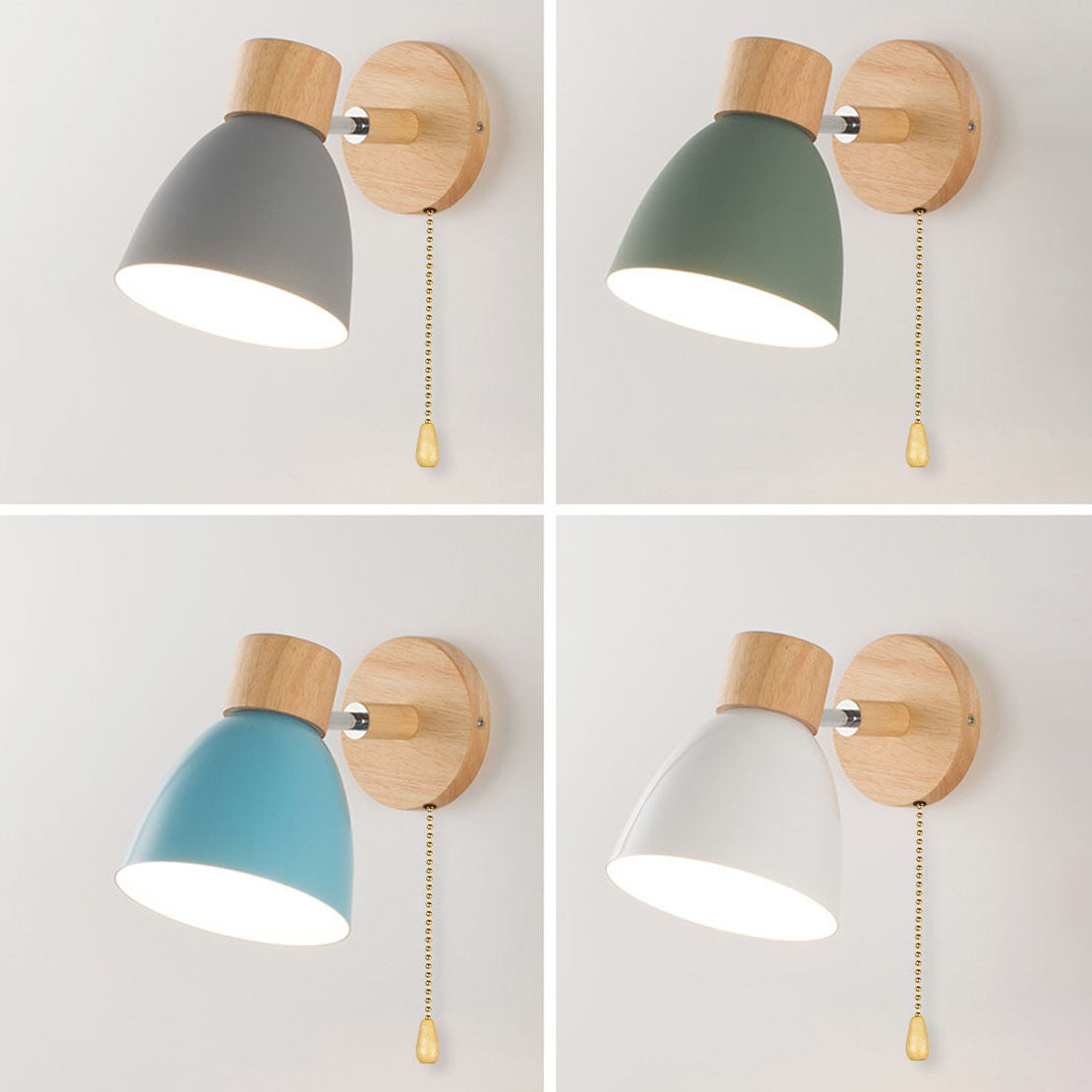 Macaron Lamp: Modern Minimalist Wood & Iron Wall Sconce