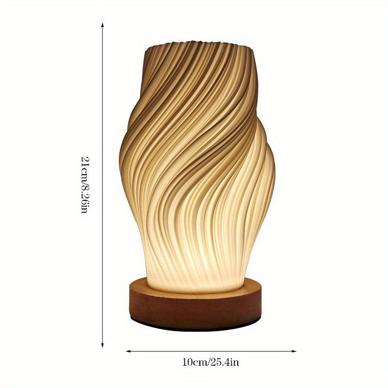 Chic Modern LED Swirl Table Lamp – Dimmable, Minimalist Bedside & Desk Light