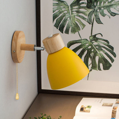 Macaron Lamp: Modern Minimalist Wood & Iron Wall Sconce
