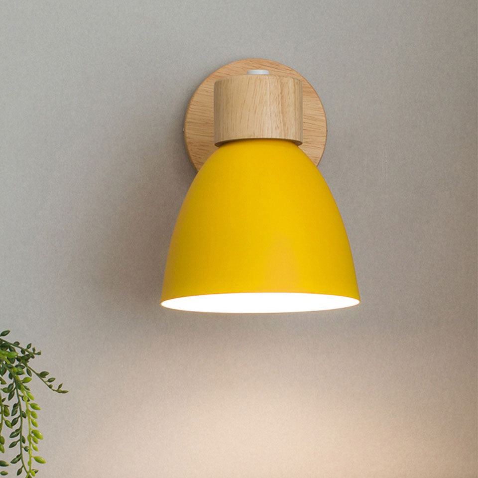 Macaron Lamp: Modern Minimalist Wood & Iron Wall Sconce