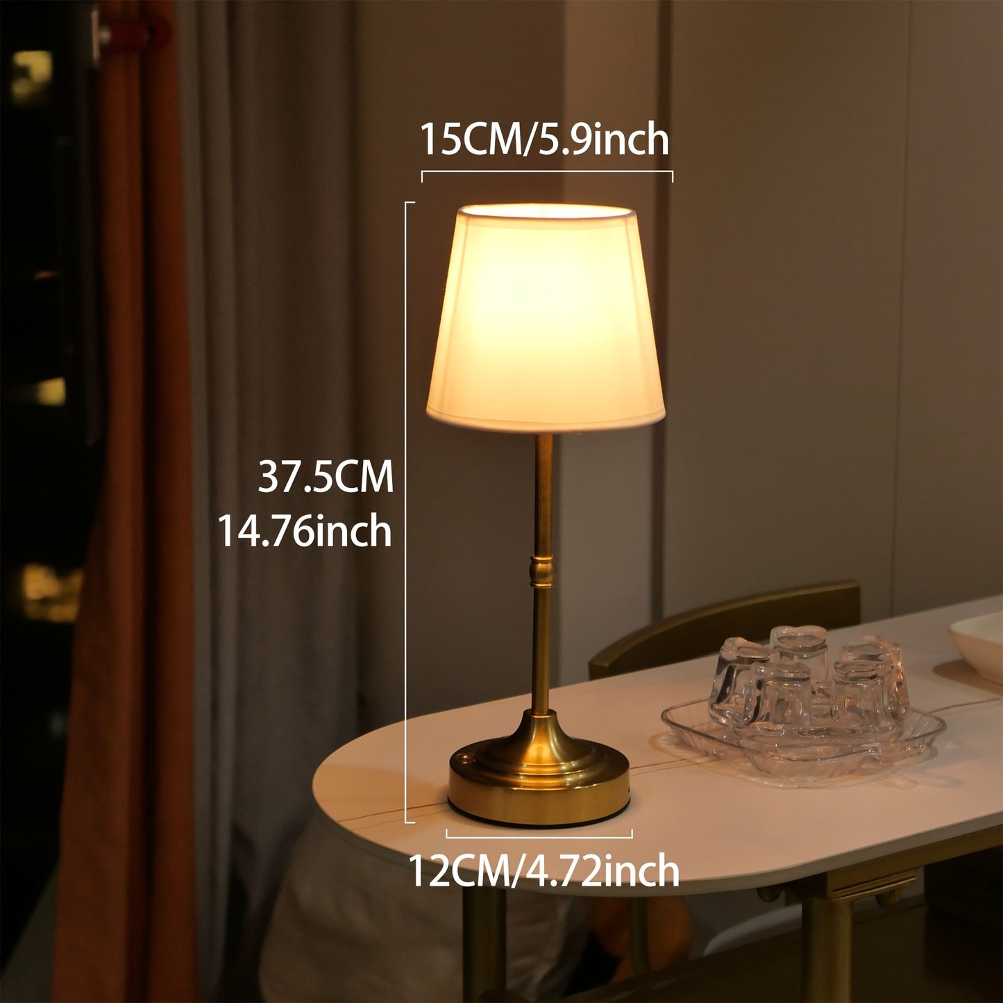 Dimmable Cordless Table Lamp with USB Rechargeable Battery — Portable Ambient Lighting