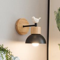 Elegant Nordic Wooden Bird Wall Lamp – LED Bedside Sconce