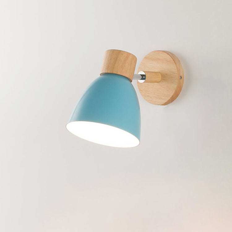 Macaron Lamp: Modern Minimalist Wood & Iron Wall Sconce