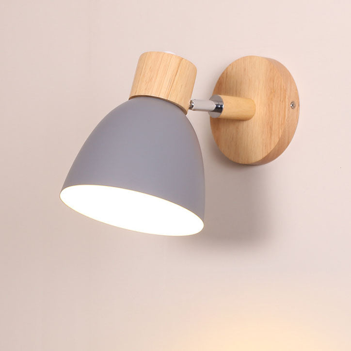 Macaron Lamp: Modern Minimalist Wood & Iron Wall Sconce