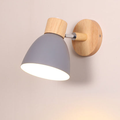 Macaron Lamp: Modern Minimalist Wood & Iron Wall Sconce