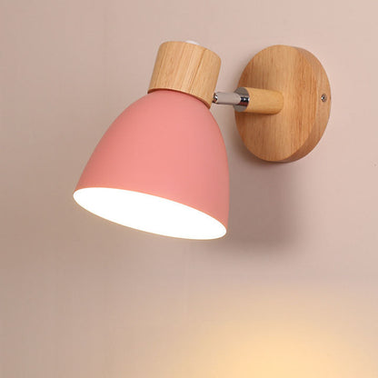 Macaron Lamp: Modern Minimalist Wood & Iron Wall Sconce