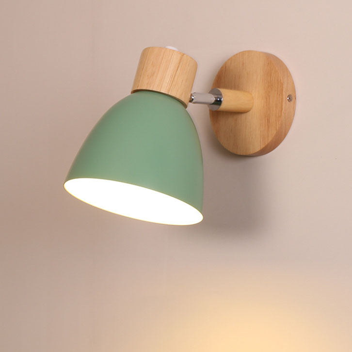 Macaron Lamp: Modern Minimalist Wood & Iron Wall Sconce