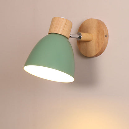 Macaron Lamp: Modern Minimalist Wood & Iron Wall Sconce