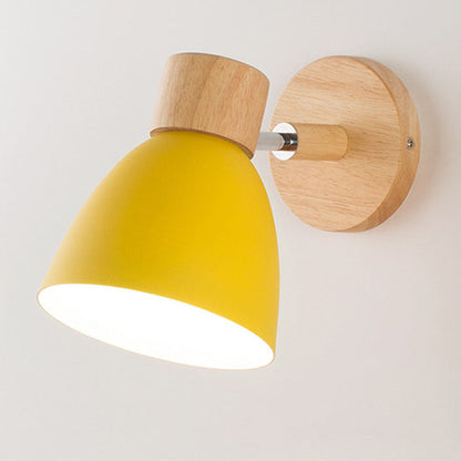 Macaron Lamp: Modern Minimalist Wood & Iron Wall Sconce