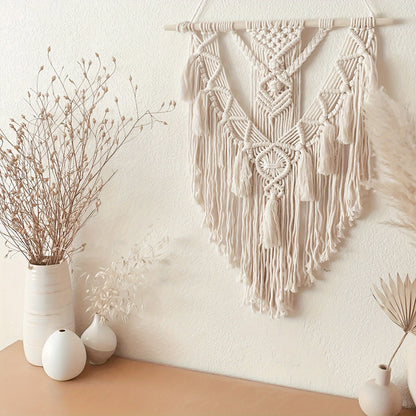 Bohemian Macrame Wall Hanging — Handcrafted, Woven Tapestry for Boho-Chic Home Decor