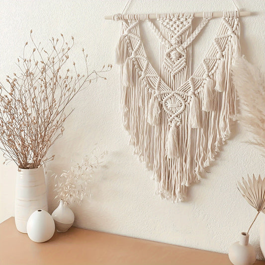 Bohemian Macrame Wall Hanging — Handcrafted, Woven Tapestry for Boho-Chic Home Decor