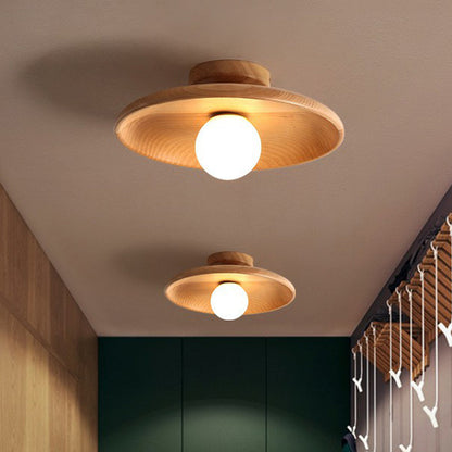 Sleek Modern Wooden Ceiling Light - Minimalist Semi-Flush Mount
