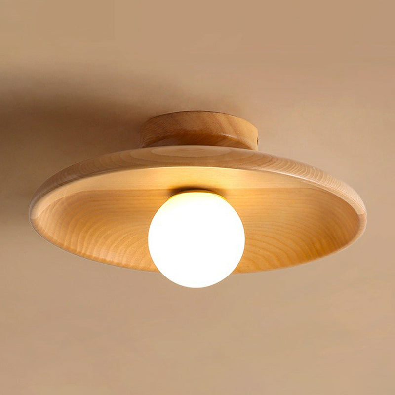 Sleek Modern Wooden Ceiling Light - Minimalist Semi-Flush Mount