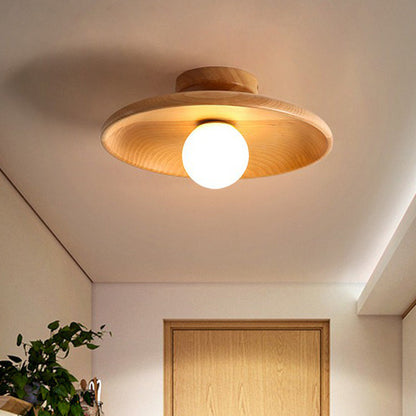 Sleek Modern Wooden Ceiling Light - Minimalist Semi-Flush Mount