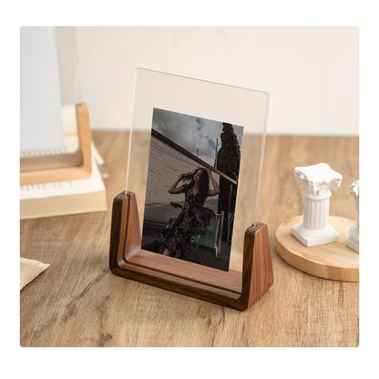 U-Shaped Acrylic & Wood Photo Frame — Sleek Modern Minimalist Display