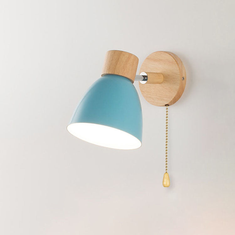 Macaron Lamp: Modern Minimalist Wood & Iron Wall Sconce