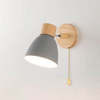 Macaron Lamp: Modern Minimalist Wood & Iron Wall Sconce
