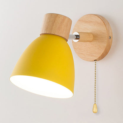Macaron Lamp: Modern Minimalist Wood & Iron Wall Sconce
