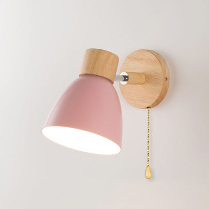 Macaron Lamp: Modern Minimalist Wood & Iron Wall Sconce