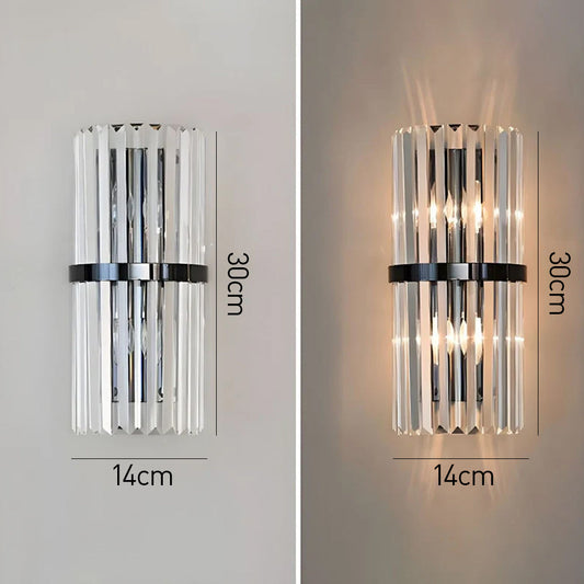 Crystal Wall Light | Elegant Modern Stainless Steel Sconce with Crystal Accents