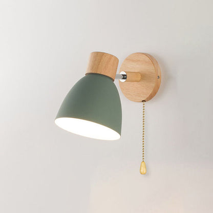 Macaron Lamp: Modern Minimalist Wood & Iron Wall Sconce