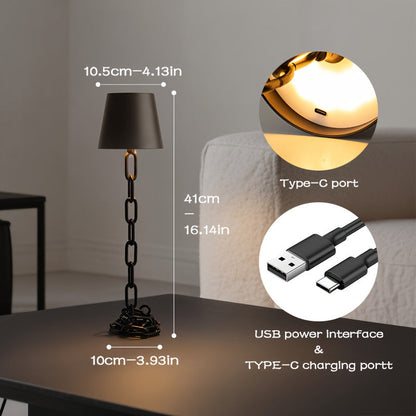 Sleek Chain-Link Table Lamp — Rechargeable, Touch-Activated LED Light