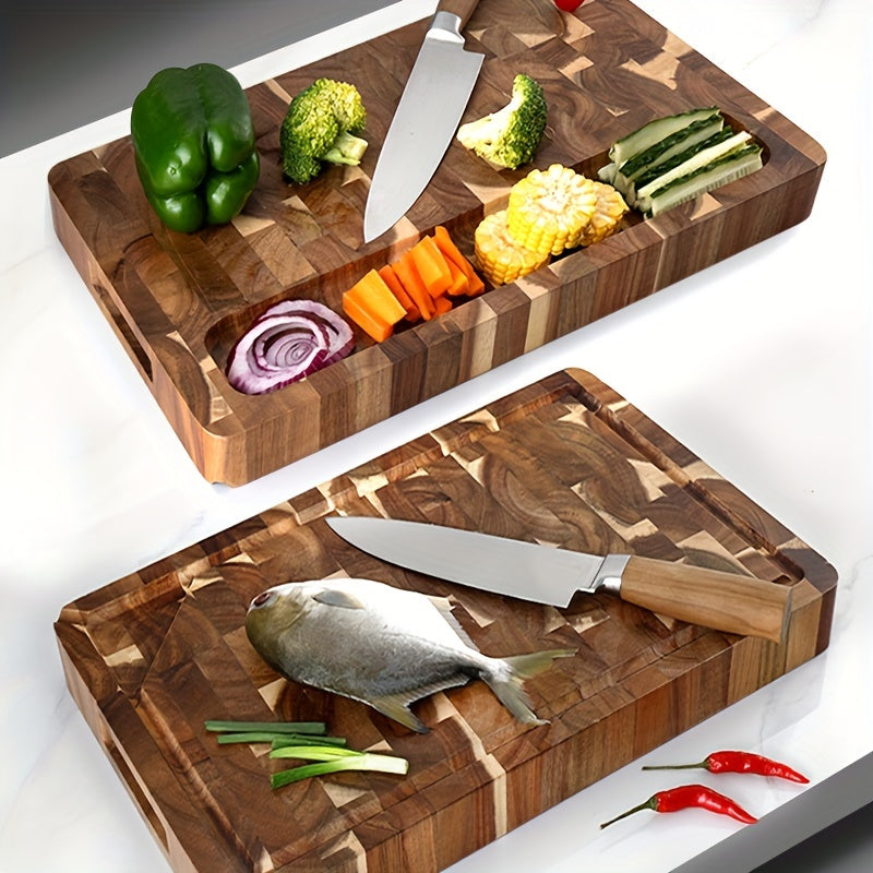 Premium Acacia Wood Cutting Board – Durable End-Grain Chopping Block for Knife-Safe Kitchen Prep
