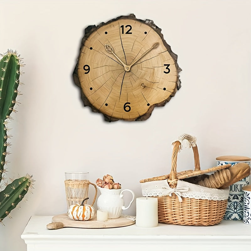 Rustic Wood Slice Wall Clock with Natural Log Design – Timeless Home Decor Accent