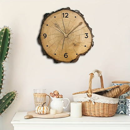Rustic Wood Slice Wall Clock with Natural Log Design – Timeless Home Decor Accent