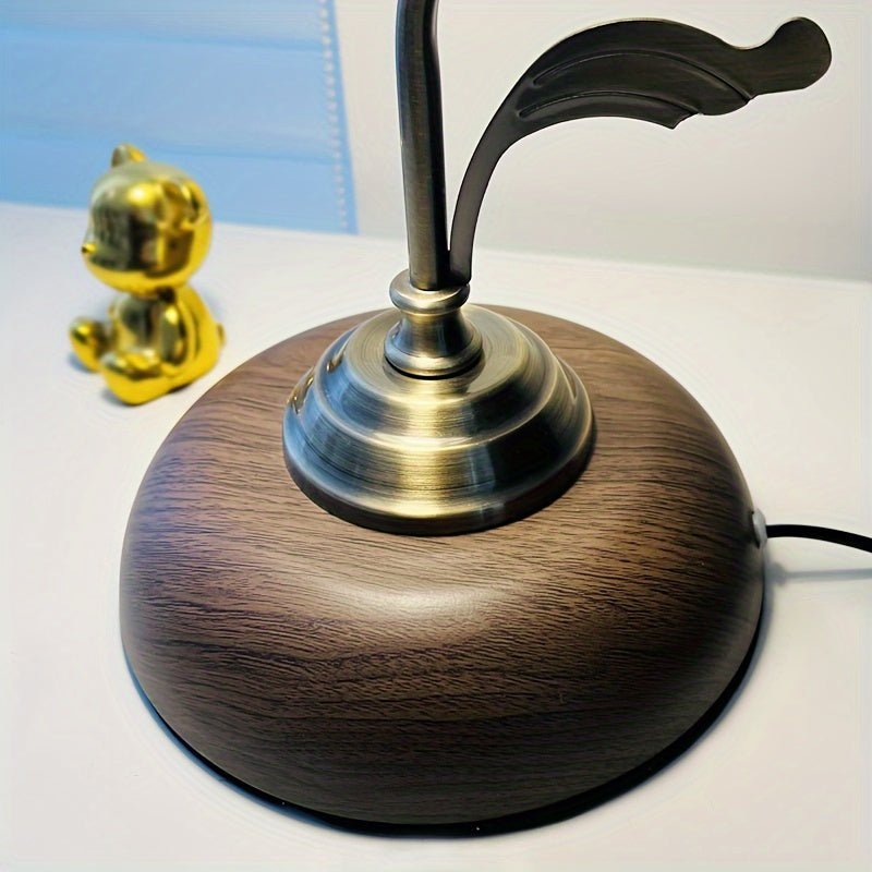 Vintage Gooseneck Table Lamp in Antique Brass with USB Bedside Light