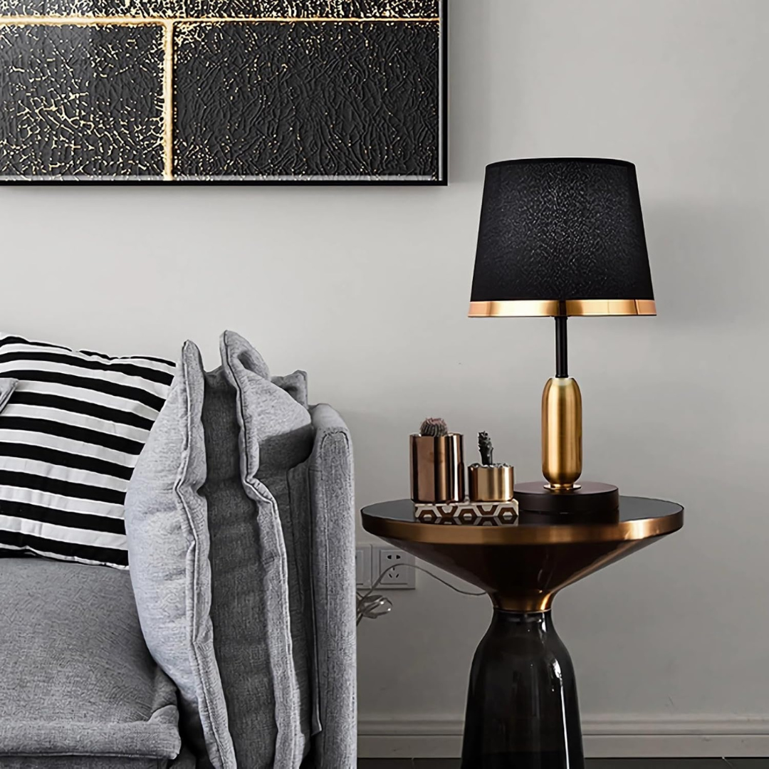 Vintage Black & Gold Table Lamp — Chic Modern Retro Accent Lighting