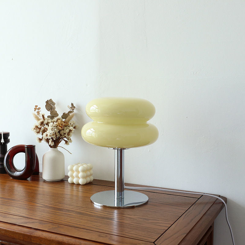 Italian Designer Glass Table Lamp — Sleek Modern-Retro Accent Light for Stylish Interiors