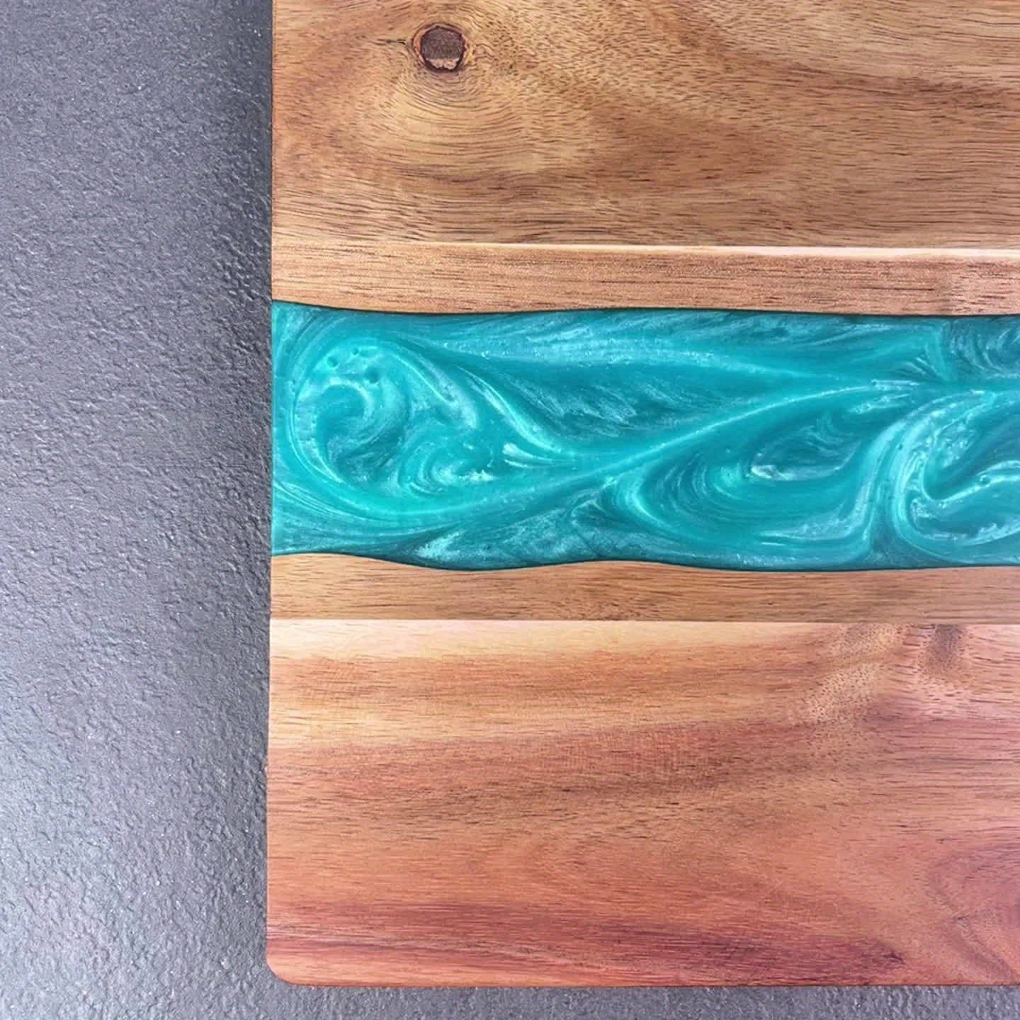 Elegant Resin River Acacia Cutting Board — Premium Charcuterie & Cheese Serving Board