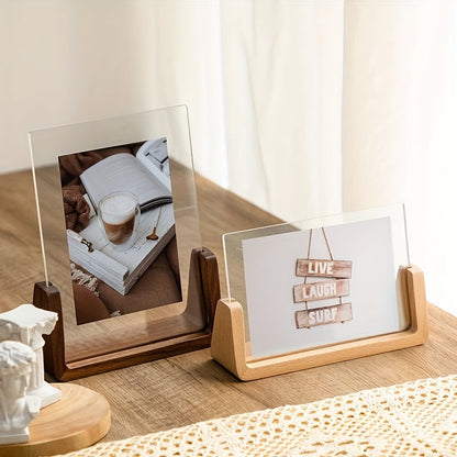 U-Shaped Acrylic & Wood Photo Frame — Sleek Modern Minimalist Display