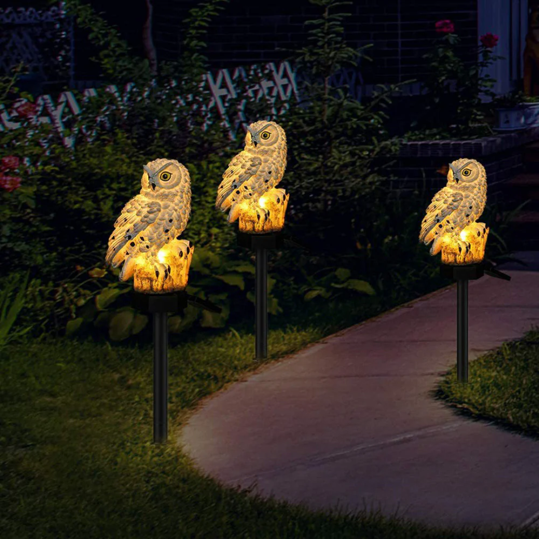 Solar-Powered Owl Garden Light for Outdoor Pathways - Stake Lamp