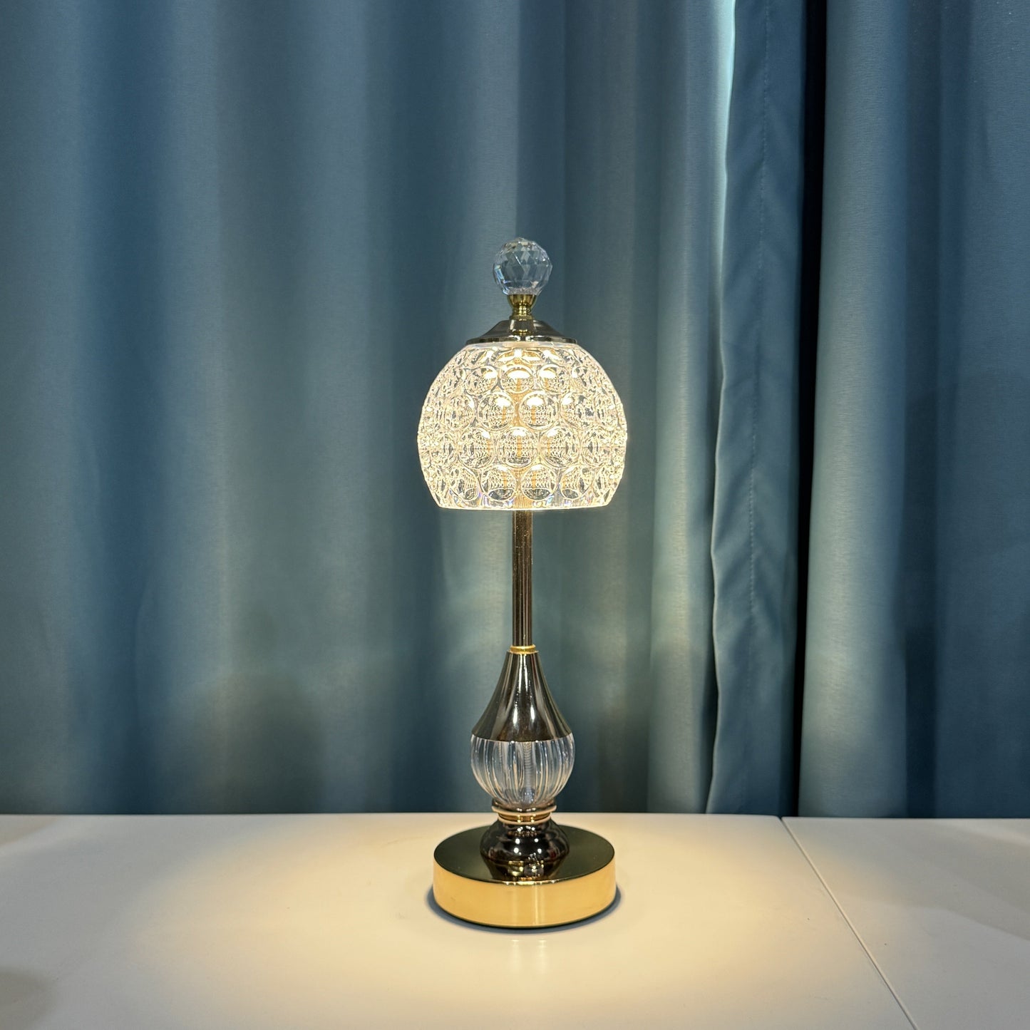 Crystal Touch Table Lamp – Rechargeable LED Bedside Light with Sleek, Cordless Glow