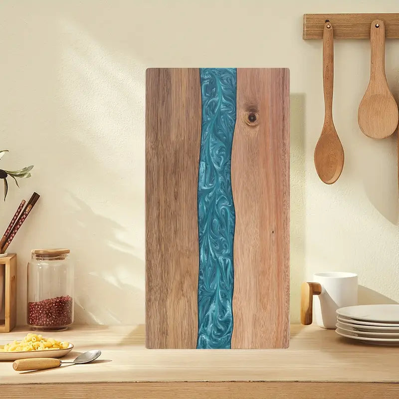 Elegant Resin River Acacia Cutting Board — Premium Charcuterie & Cheese Serving Board