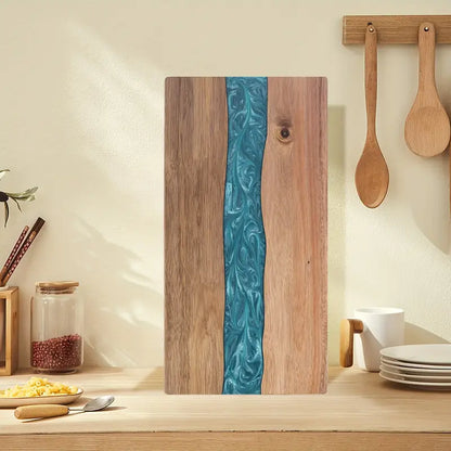 Elegant Resin River Acacia Cutting Board — Premium Charcuterie & Cheese Serving Board